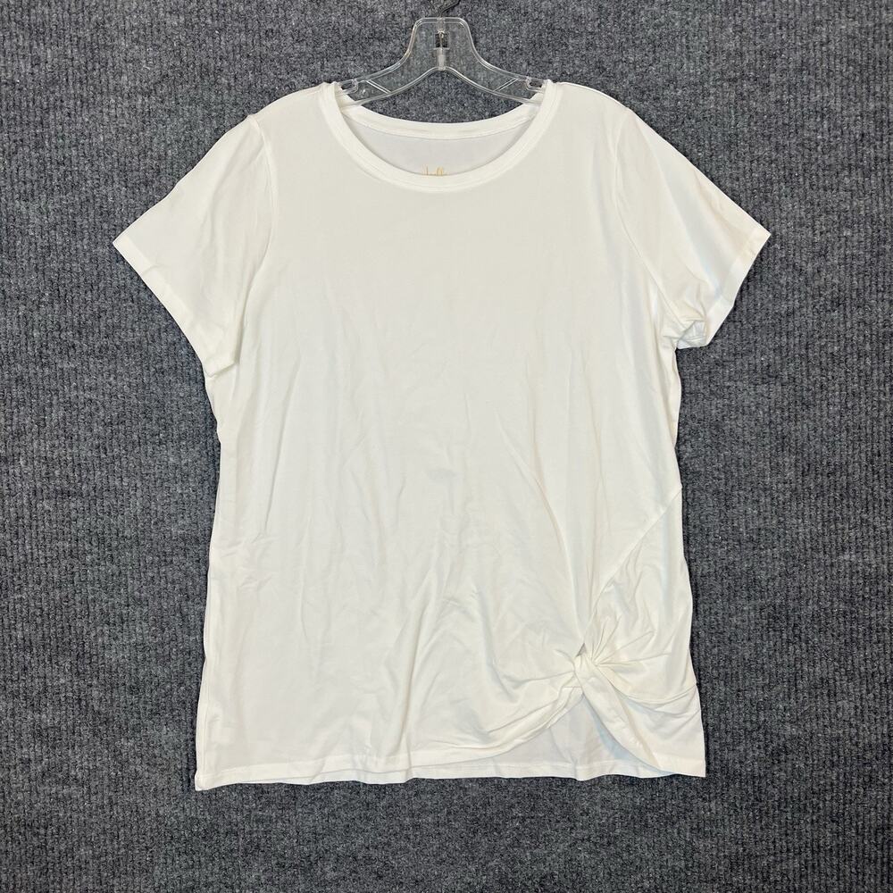 Belle by Kim Gravel Primabelle Knit Twist Hem Top White Size Medium Casual